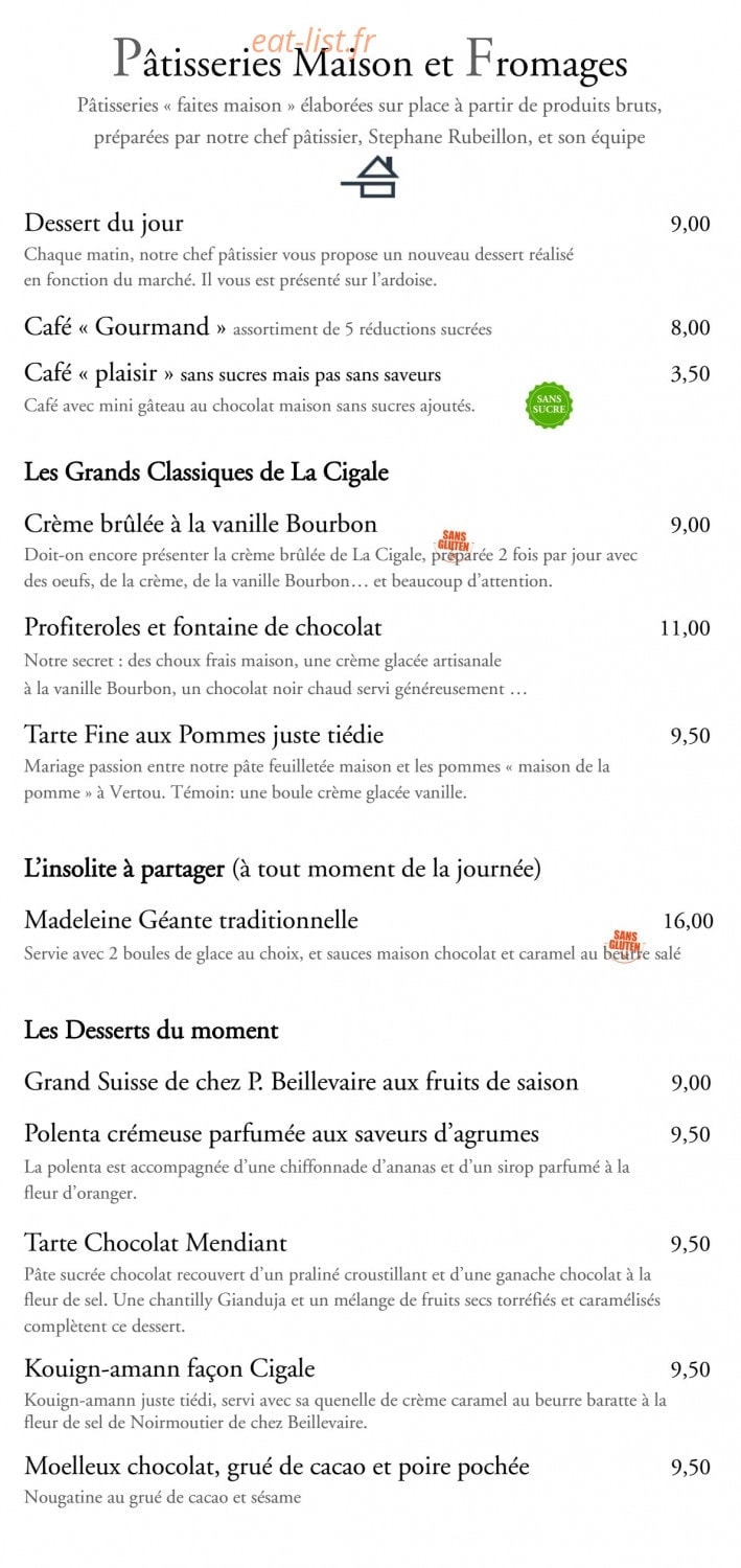La Cigale — carte page 7