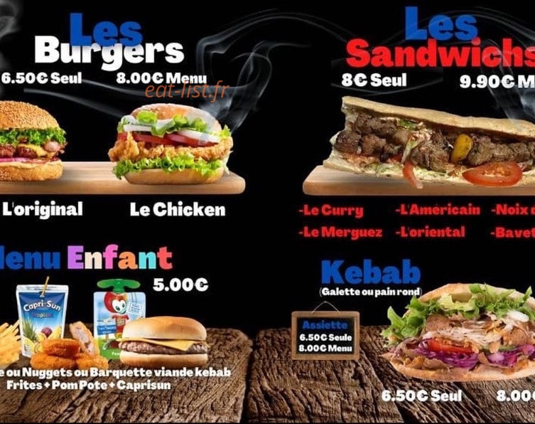 Carte et menu de La grillade nantaise à Nantes — Les burgers, kebabs, ...