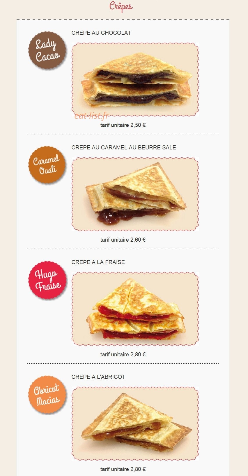 La Machine à Crêpes — carte page 4
