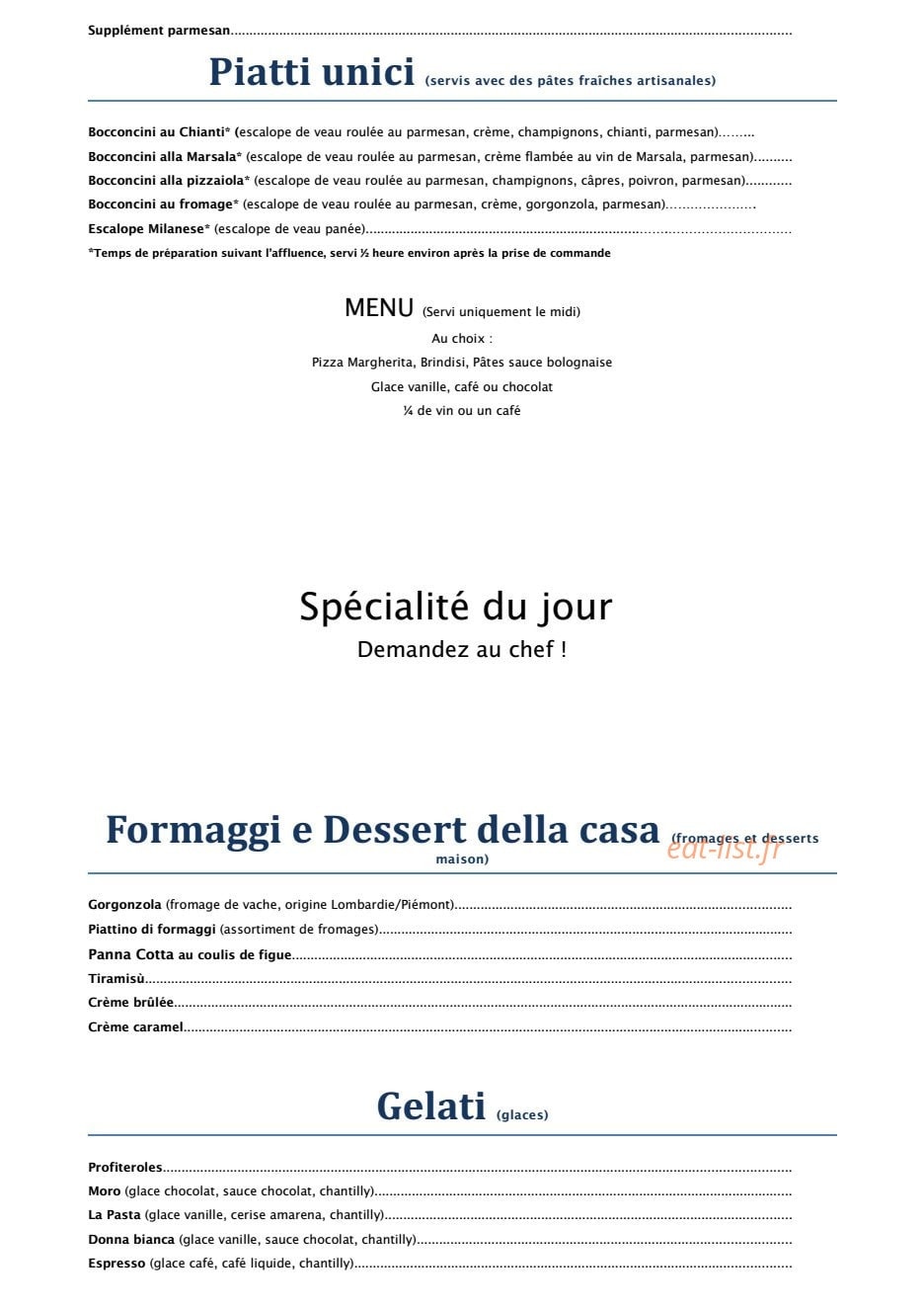 La Pasta — carte page 3