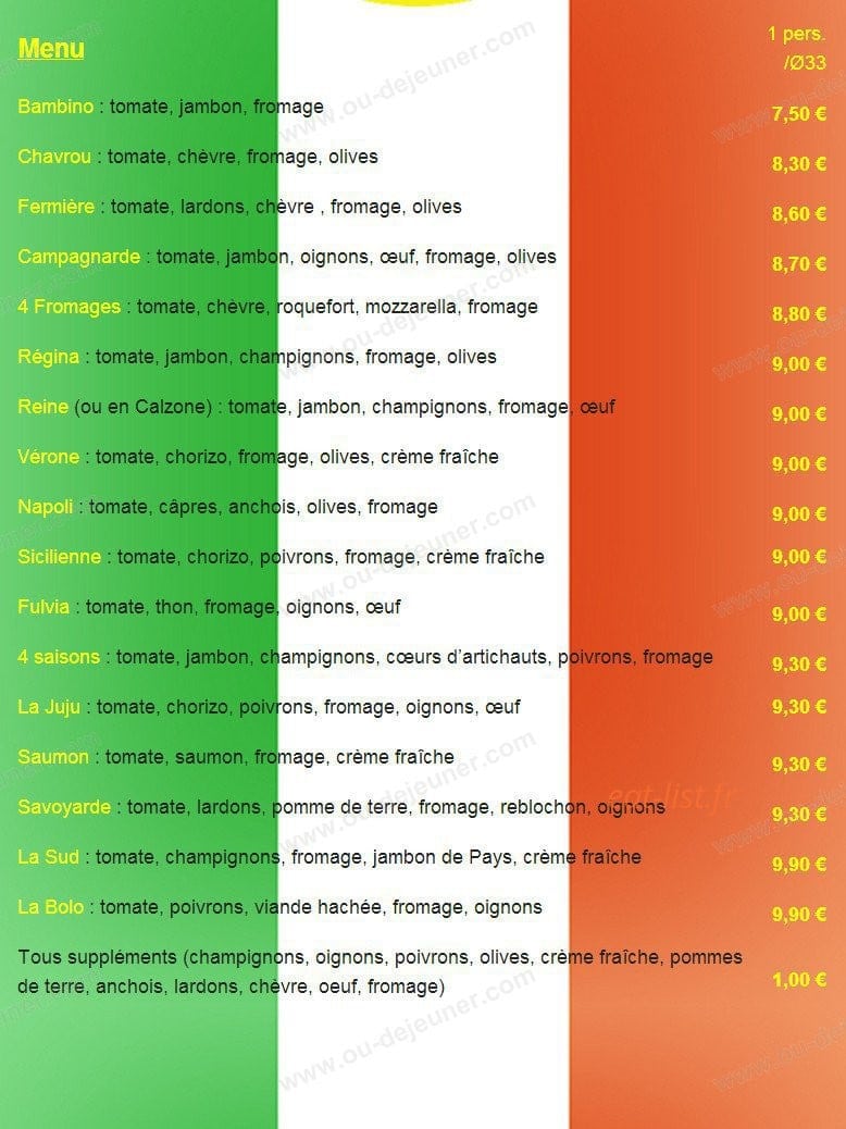 La pizz à l' as — carte page 1