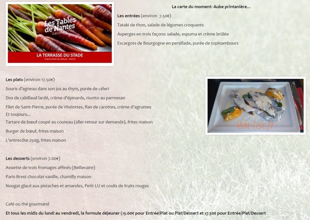 La Terrasse du Stade — carte page 1