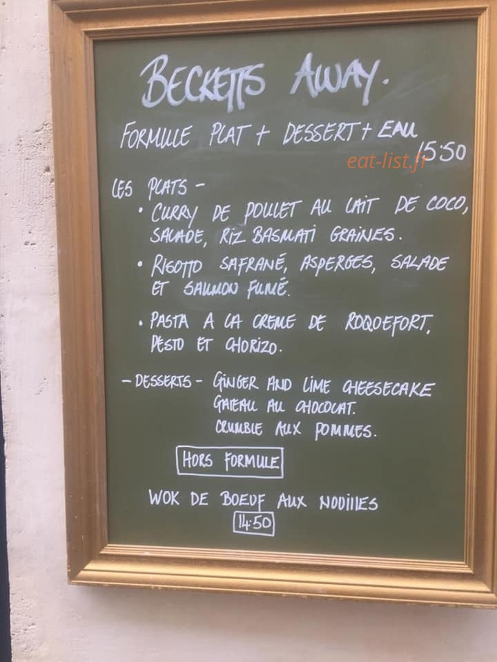 Le Beckett's — carte page 1