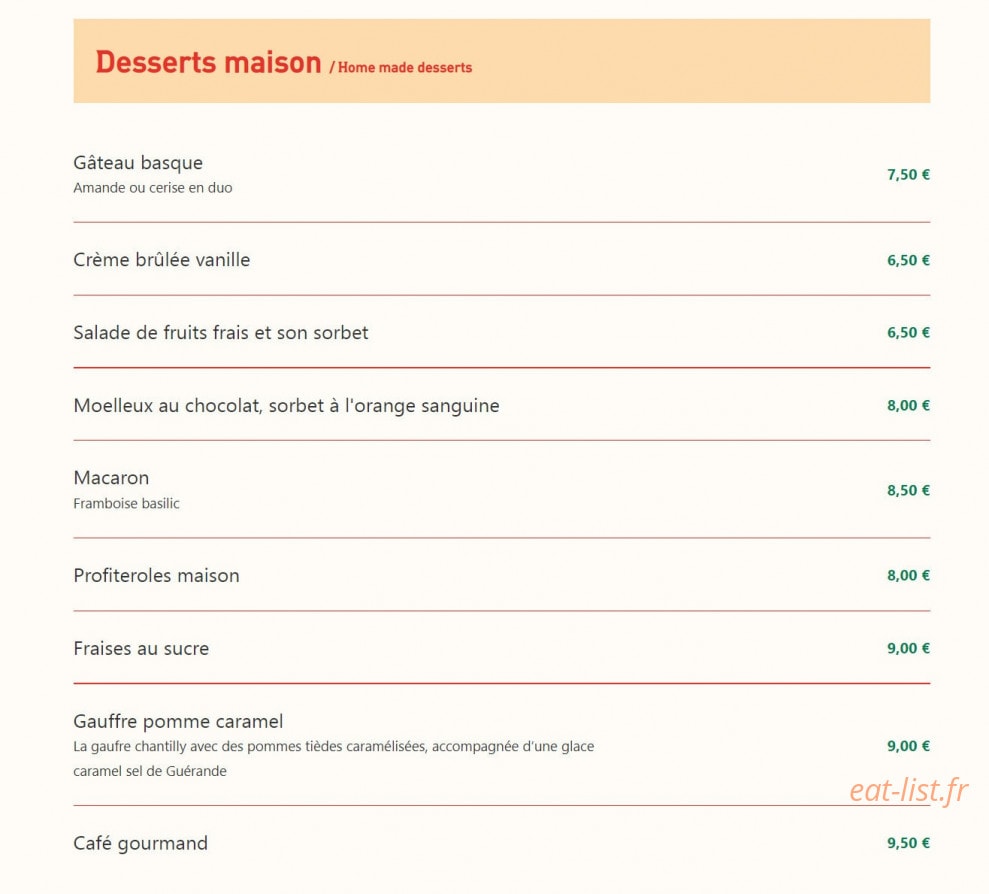 Le Bistrot Basque — carte page 5