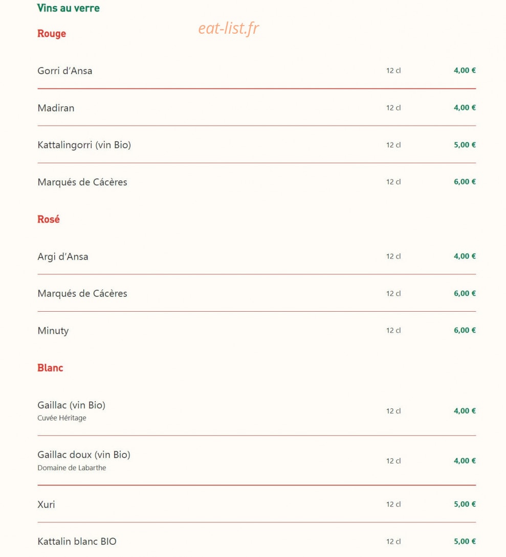 Le Bistrot Basque — carte page 9