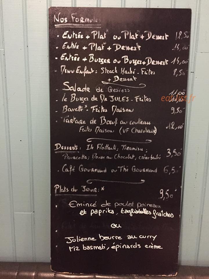 Le Bistrot De Mr Jules — carte page 1