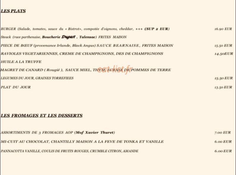 Le Bistrot de Talensac — carte page 3