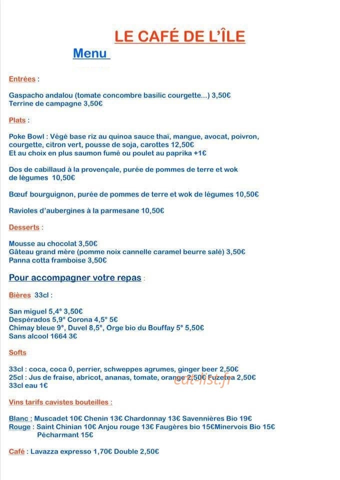 Le café de l'île — carte page 1