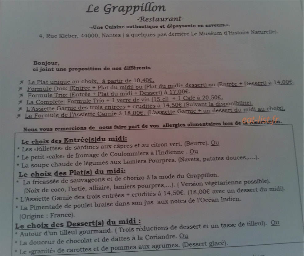 Le Grappillon — carte page 2