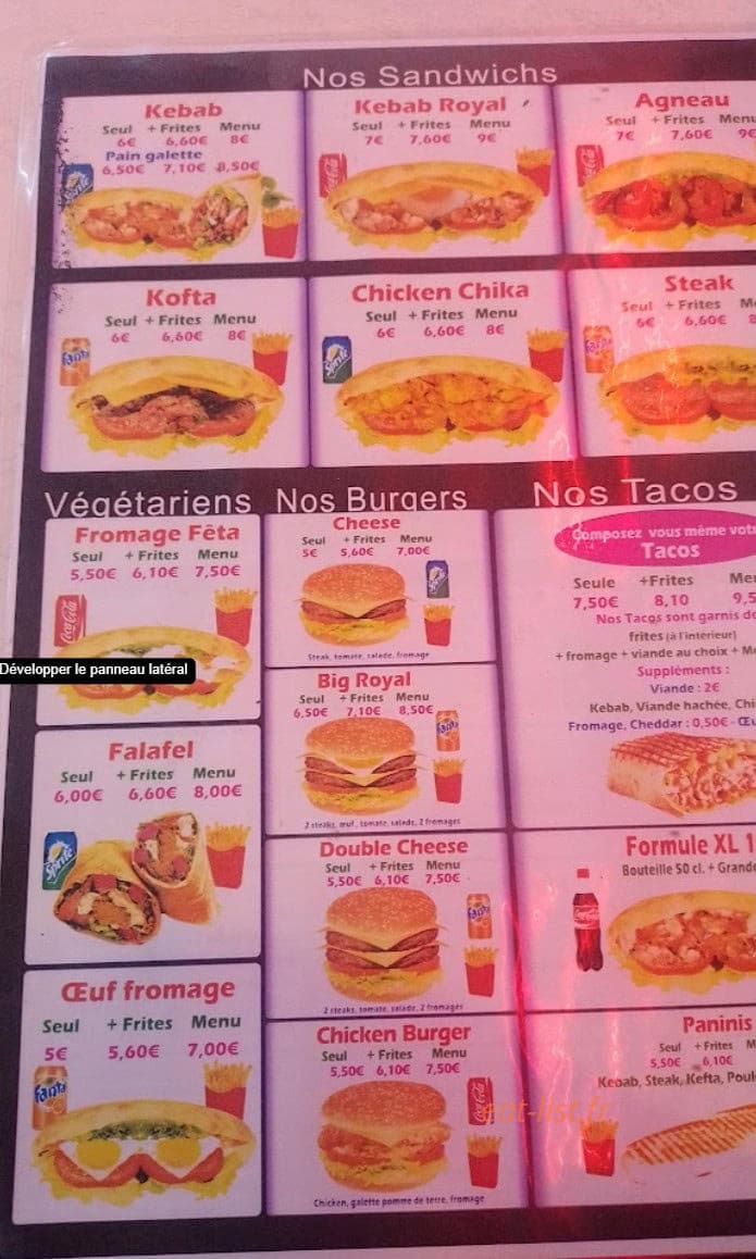 Le Kebab bar restaurant — carte page 1