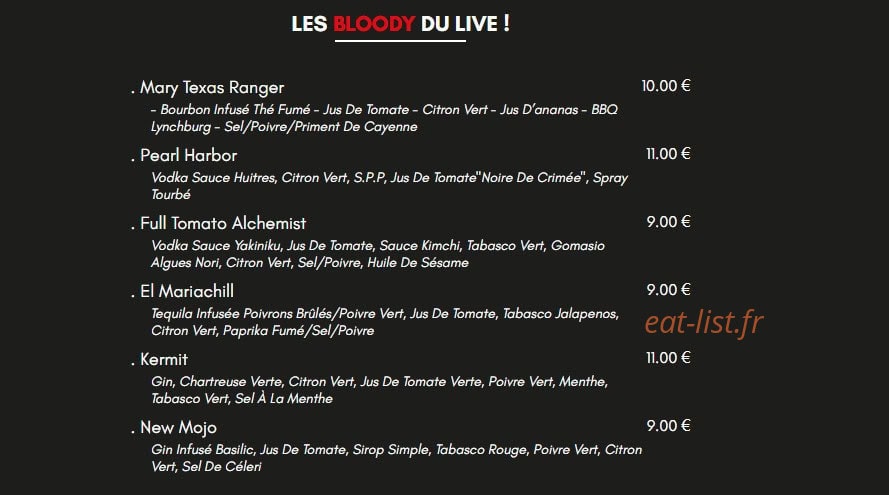 Le Live Bar — carte page 3
