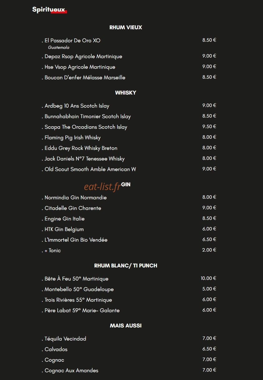 Le Live Bar — carte page 4