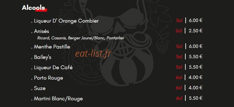 Le Live Bar — carte page 1