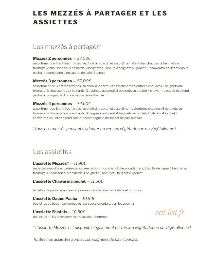 Le P'tit Libanais — carte page 2