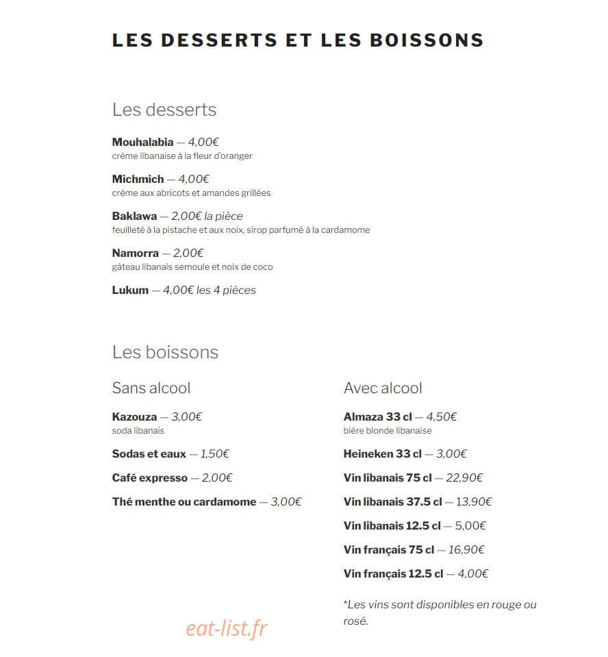 Le P'tit Libanais — carte page 4