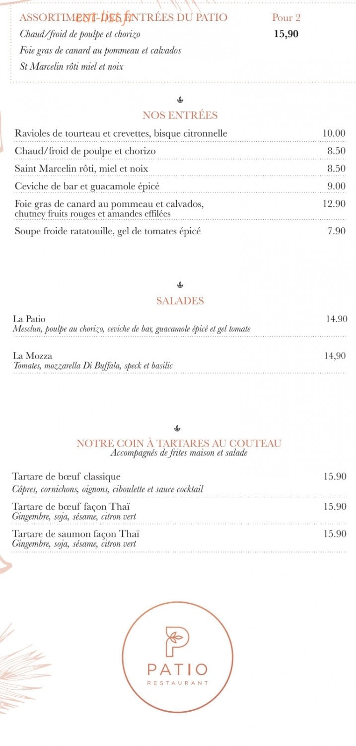 Le Patio'nnément — carte page 1