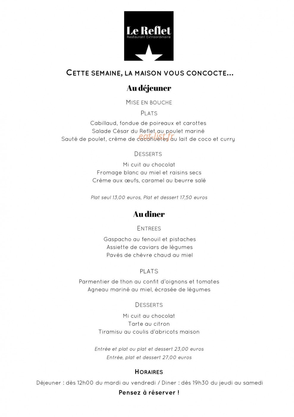 Le Reflet — carte page 1