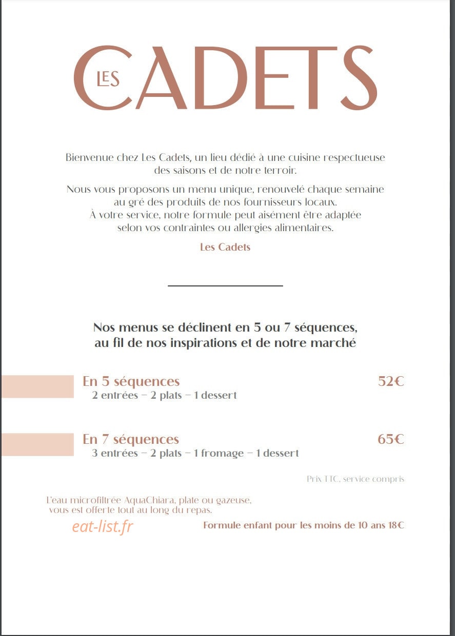 Les Cadets — carte page 1