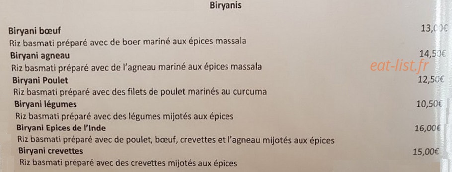 Les Epices de l'Inde — carte page 3