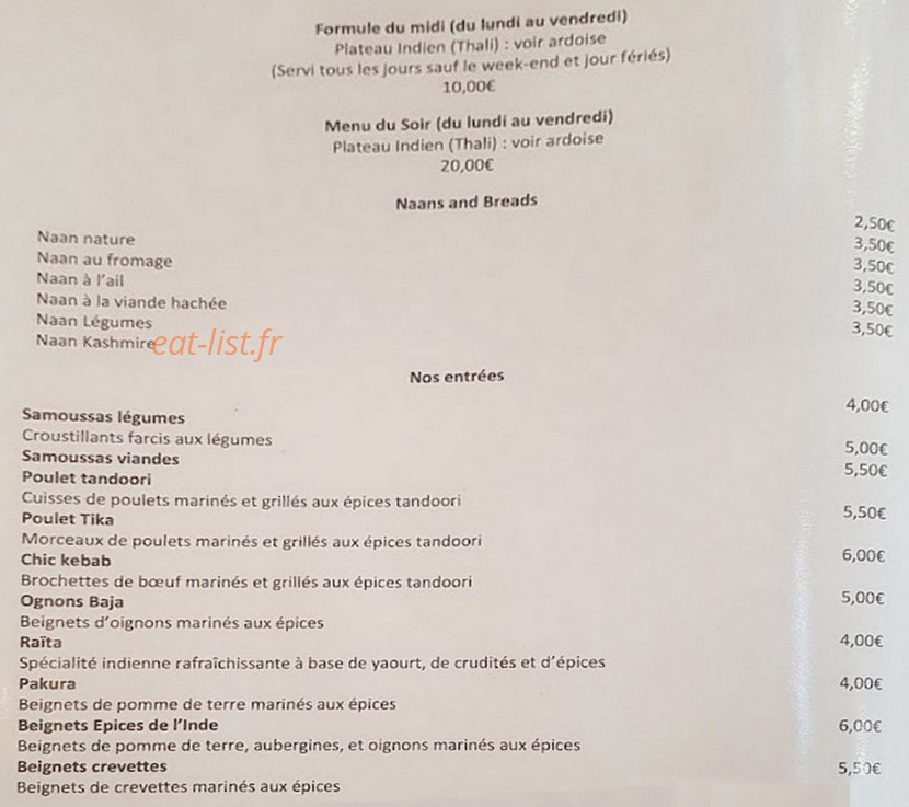 Les Epices de l'Inde — carte page 2