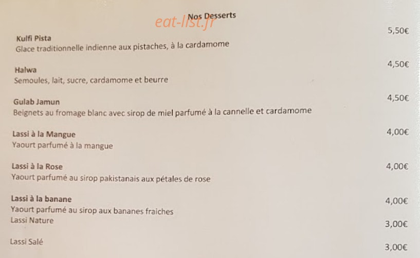 Les Epices de l'Inde — carte page 4