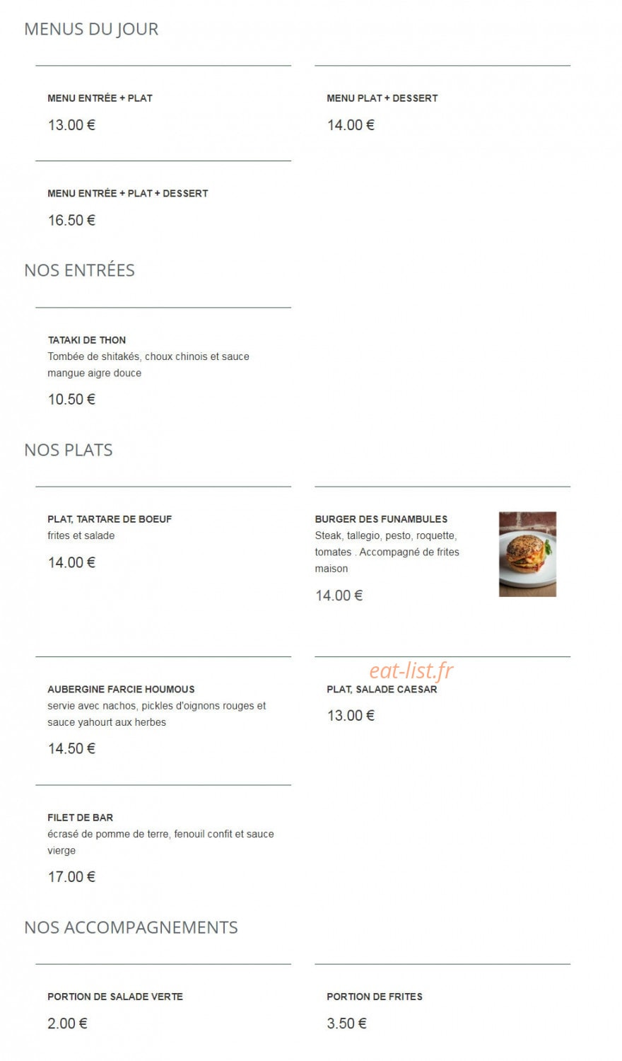 Les Funambules — carte page 1