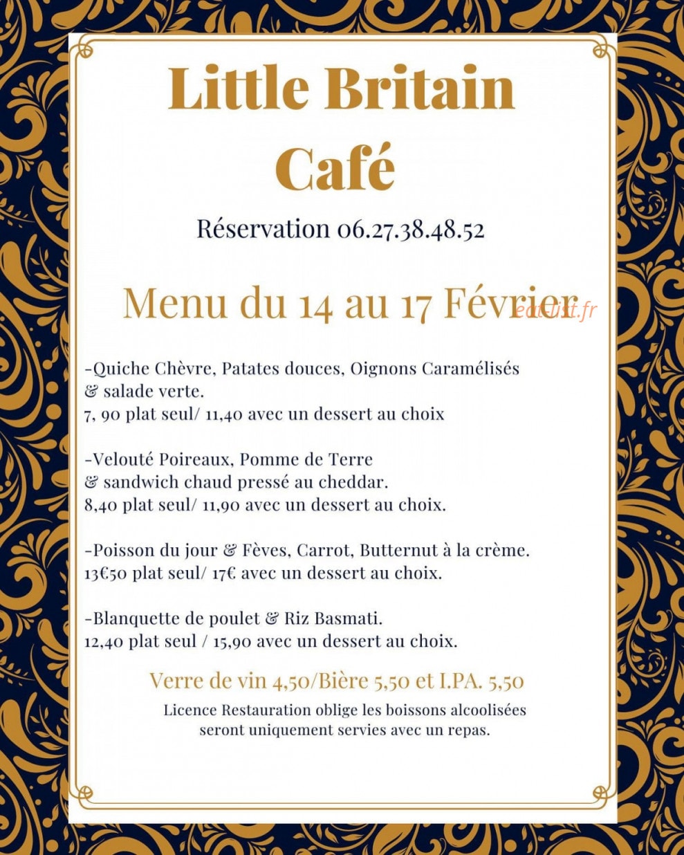 Little Britain Café — carte page 2