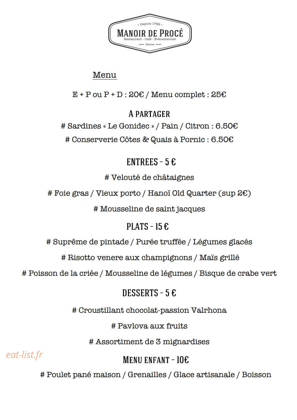 Manoir de Procé — carte page 1