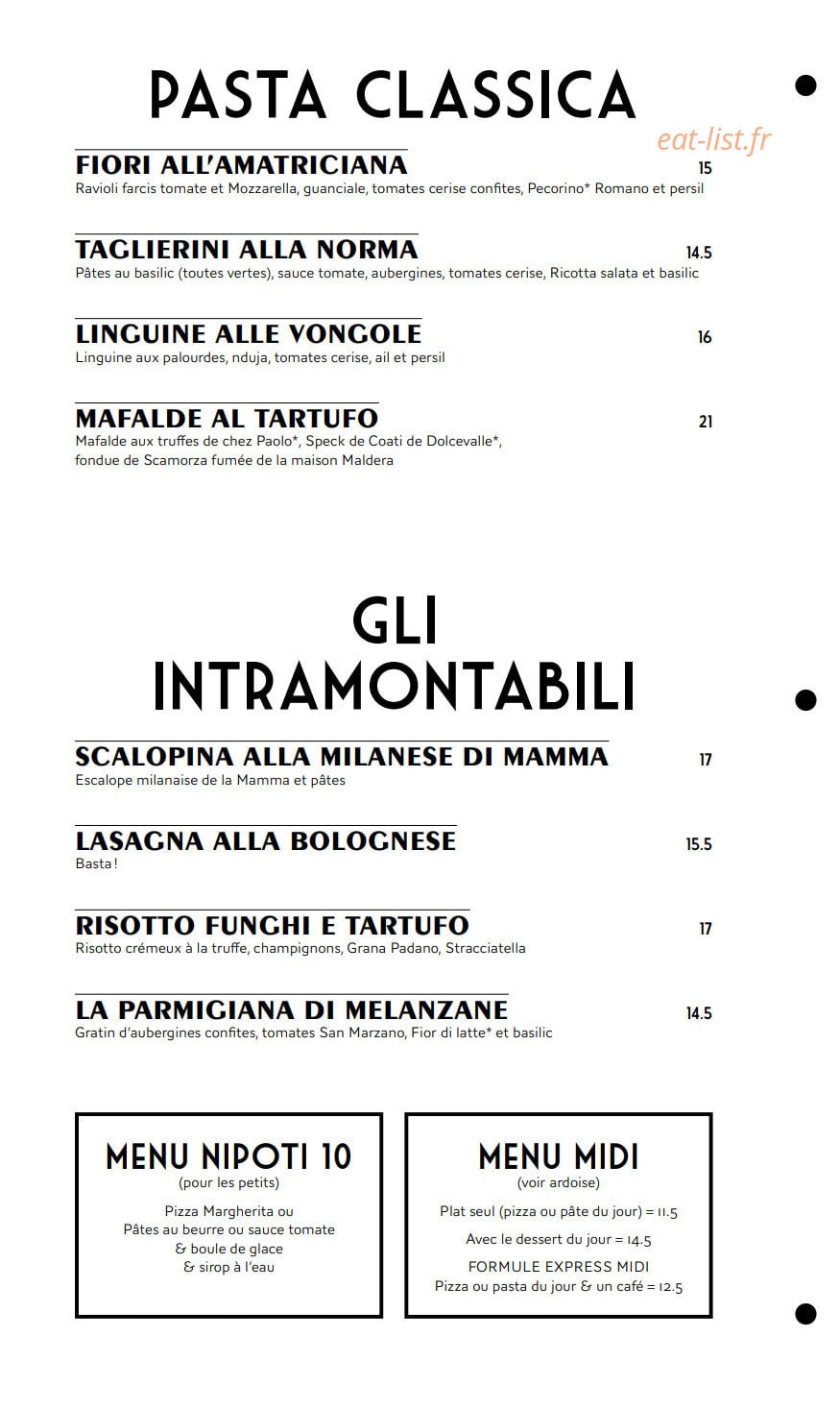 Carte et menu de Mia Nonna – Le Clan des Mamma à Nantes — Les pates et menus,...