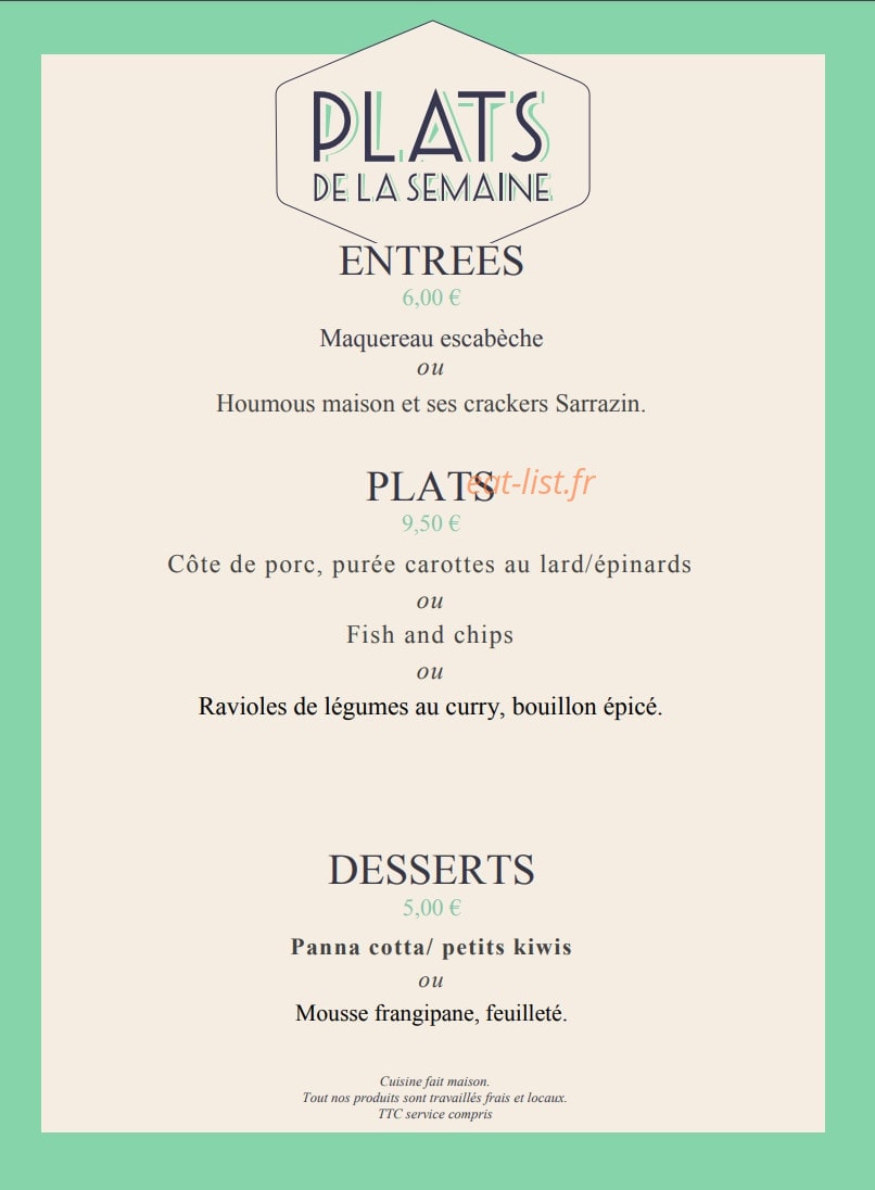 O Bistrot Quai — carte page 1