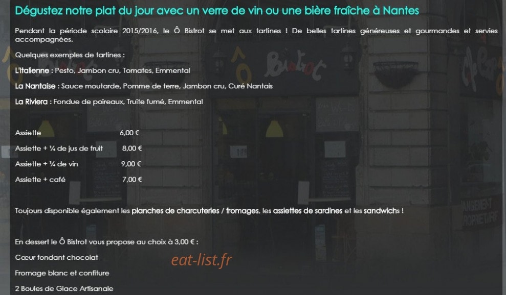 Ô Bistrot — carte page 4