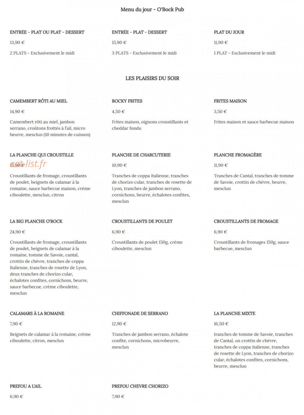 O'Bock — carte page 1