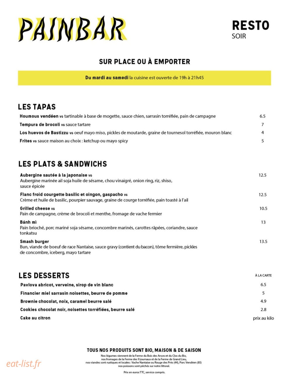 Painbar — carte page 2