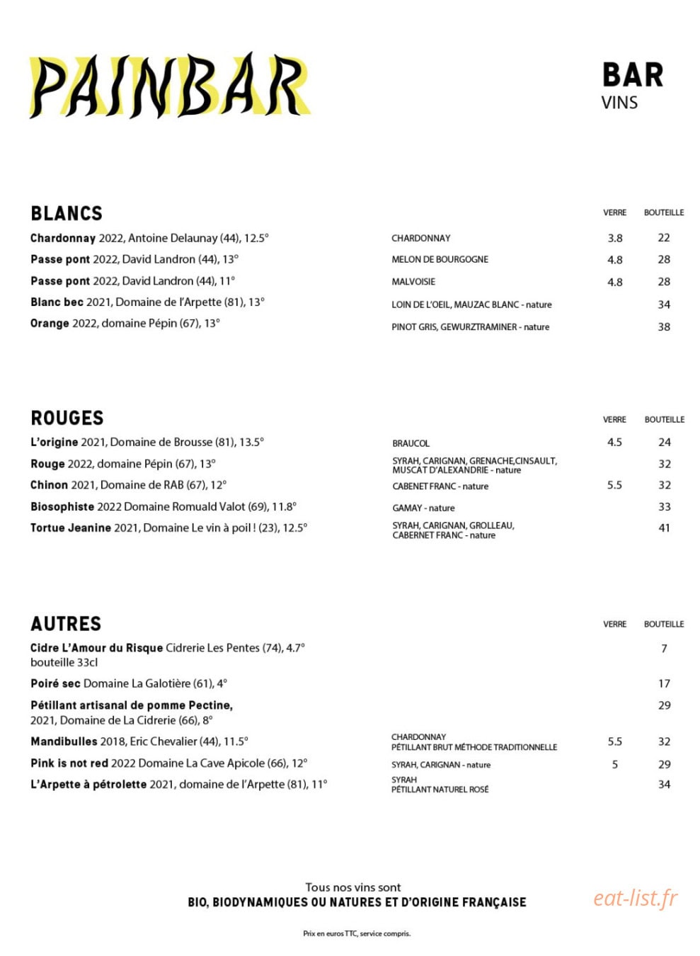 Painbar — carte page 5
