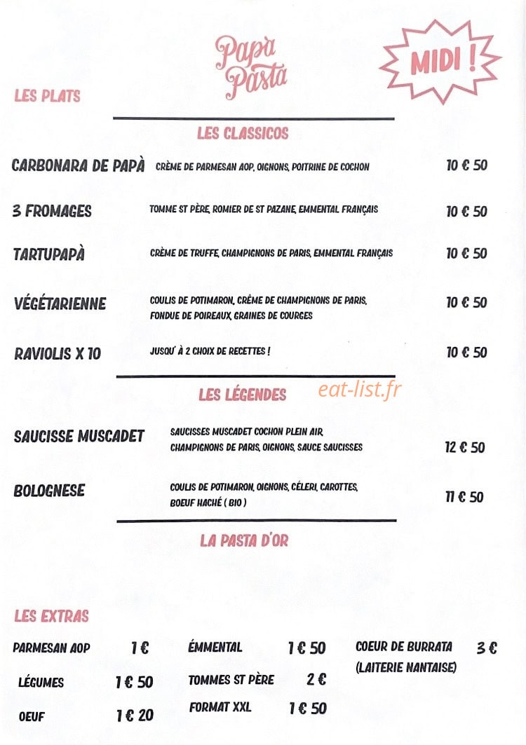 Papà Pasta — carte page 1