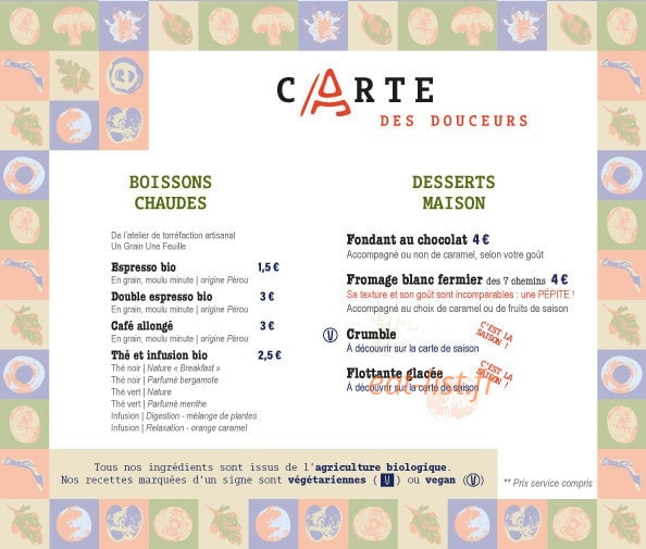 Pizzéria Agapè — carte page 3