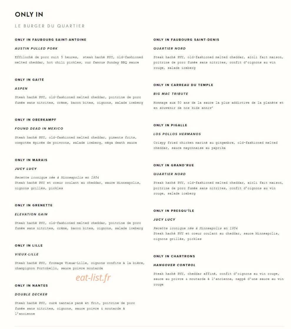 Pny Burger — carte page 3