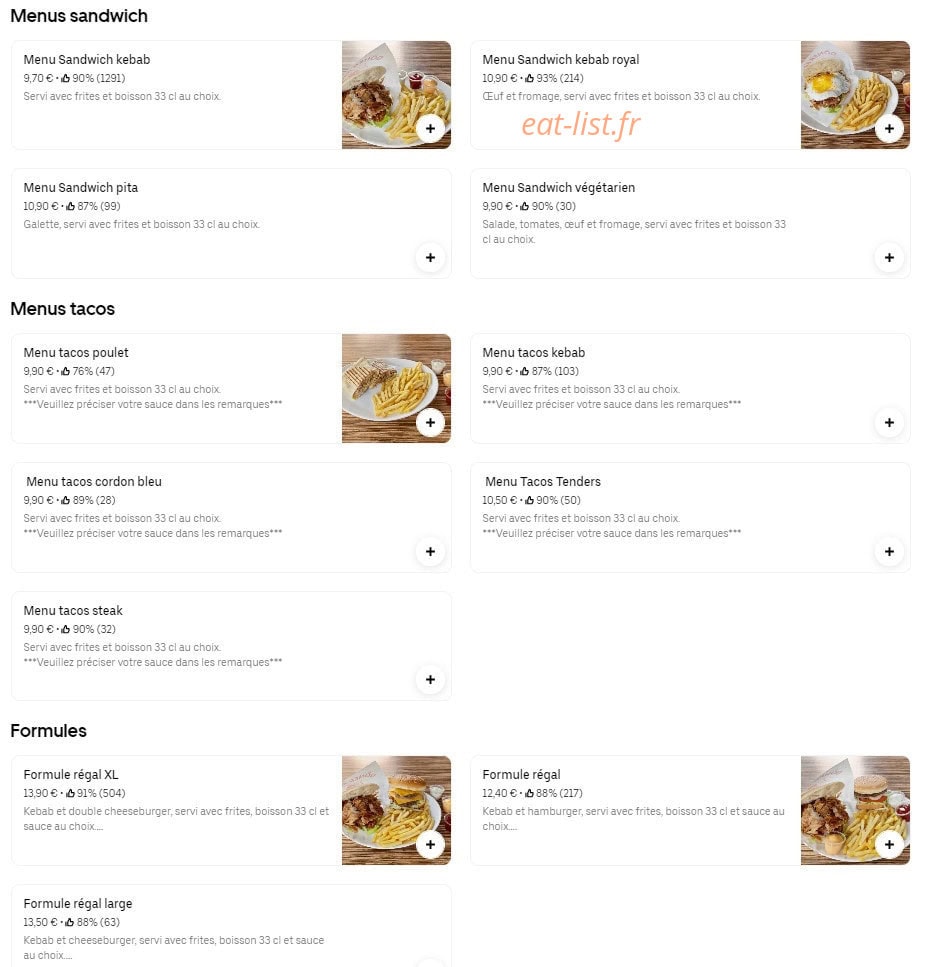 Regal Kebab Nantes — carte page 2