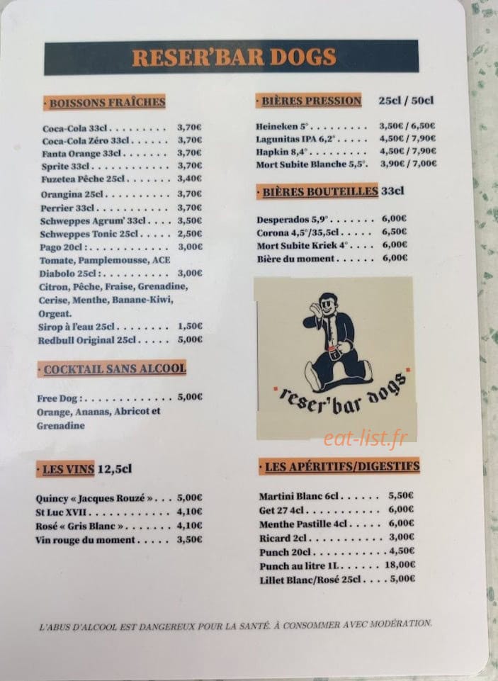 Reser'bar Dogs — carte page 1