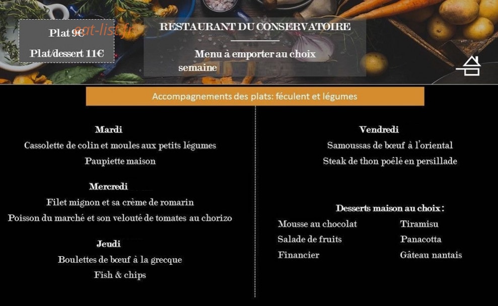 Restaurant du Conservatoire — carte page 1