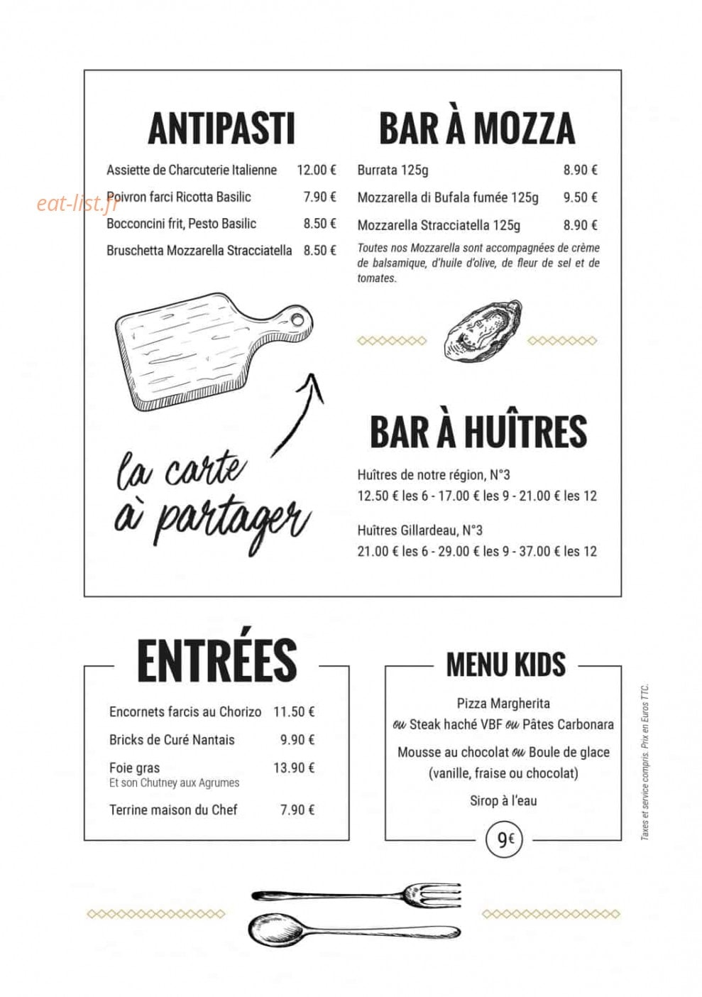 Restaurant Maria — carte page 1