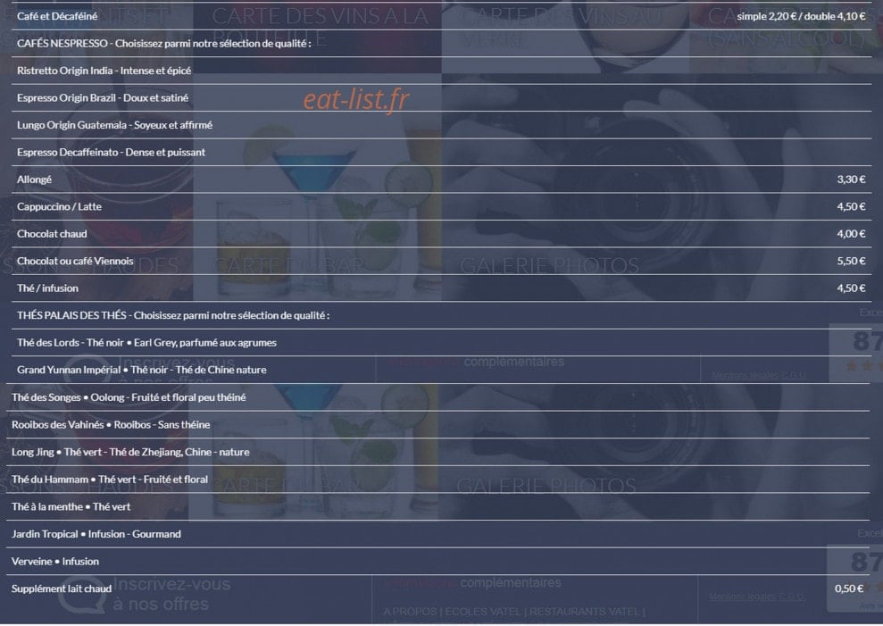 Restaurant Vatel — carte page 10