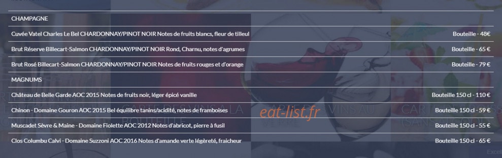 Restaurant Vatel — carte page 5