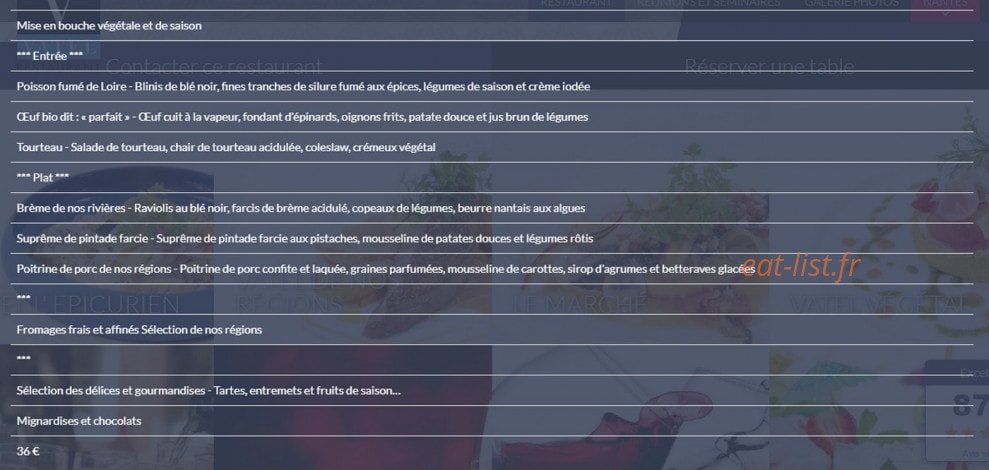 Restaurant Vatel — carte page 2