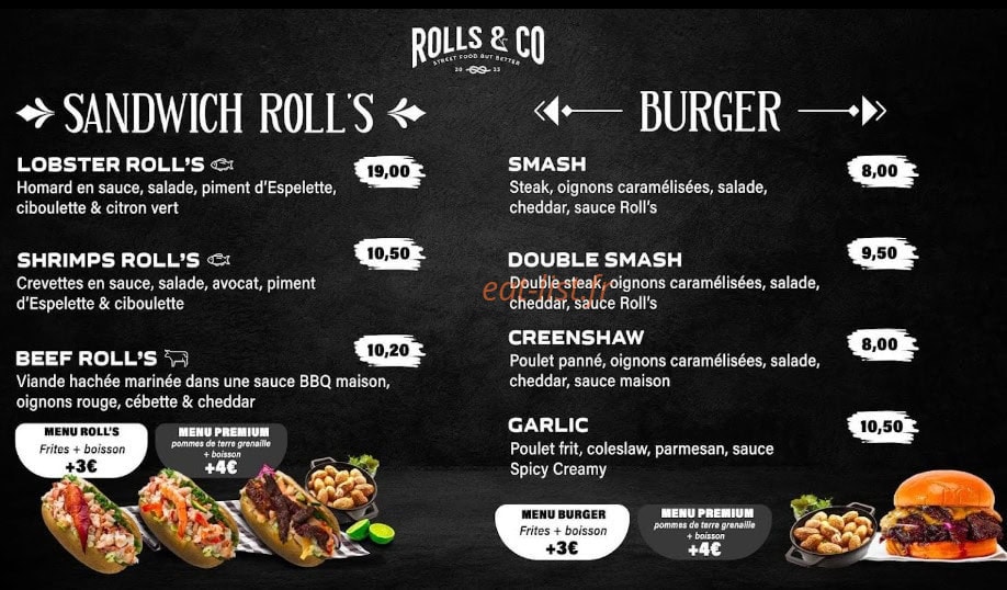 Rolls & Co — carte page 1