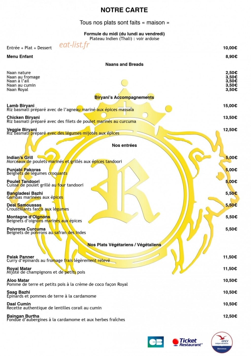Royal Indien — carte page 1