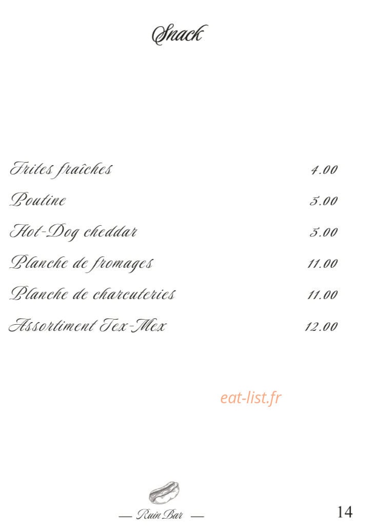 Ruin Bar Bouffay — carte page 1