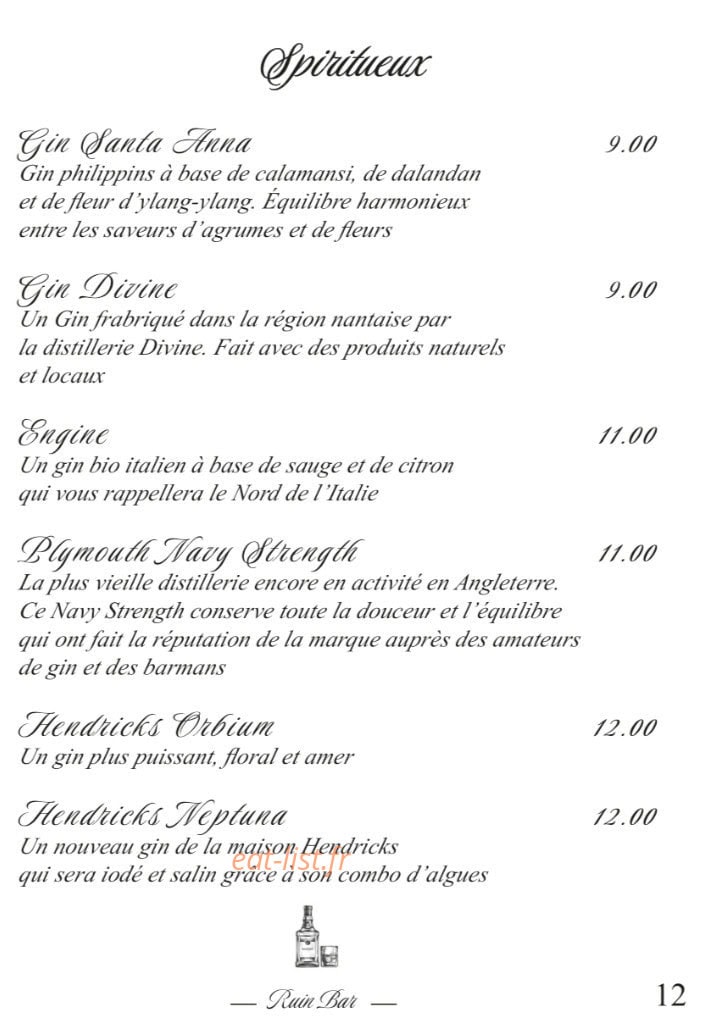 Ruin Bar Bouffay — carte page 9