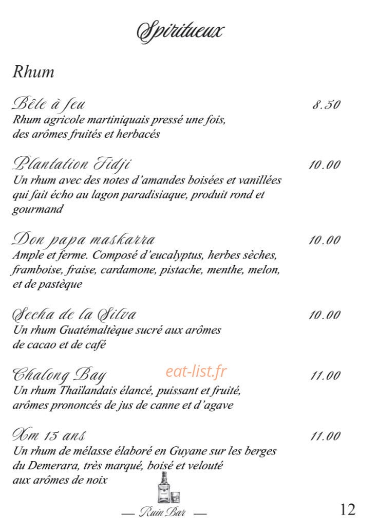 Ruin Bar Bouffay — carte page 4