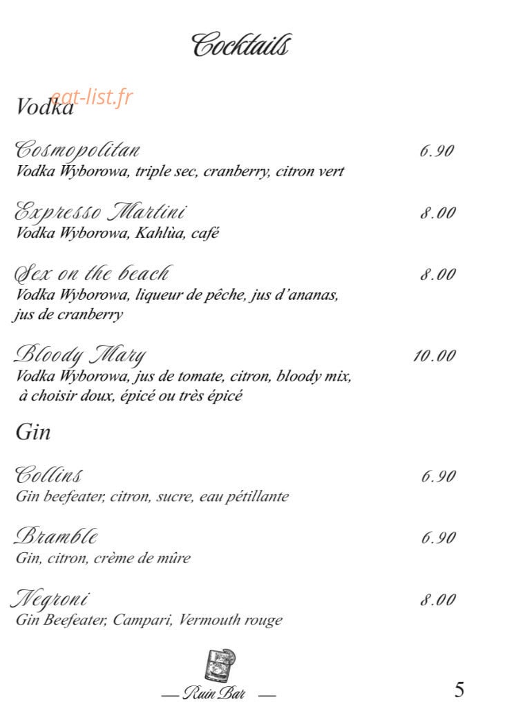 Ruin Bar Bouffay — carte page 14